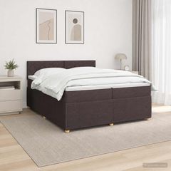 Κρεβάτι box spring με στρώμα Σκούρο Καφέ 200 x 200 cm Ύφασμα 3453019