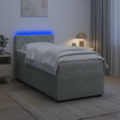 Κρεβάτι box spring με στρώμα Ανοιχτό γκρι 80 x 200 cm Βελούδο 3453023