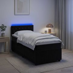 Κρεβάτι box spring με στρώμα Μαύρο 80 x 200 cm Βελούδο 3453025