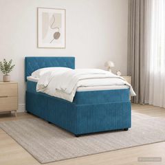 Κρεβάτι box spring με στρώμα Μπλε 100 x 200 cm Βελούδο 3453081