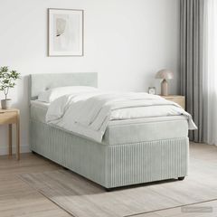 Κρεβάτι box spring με στρώμα Ανοιχτό γκρι 100 x 200 cm Βελούδο 3453083