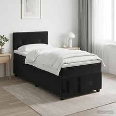 Κρεβάτι box spring με στρώμα Μαύρο 100 x 200 cm Βελούδο 3453085