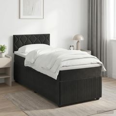 Κρεβάτι box spring με στρώμα Μαύρο 100 x 200 cm Βελούδο 3453091
