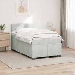 Κρεβάτι box spring με στρώμα Ανοιχτό γκρι 120 x 200 cm Βελούδο 3453113