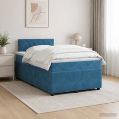 Κρεβάτι box spring με στρώμα Μπλε 120 x 200 cm Βελούδο 3453117