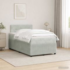 Κρεβάτι box spring με στρώμα Ανοιχτό γκρι 120 x 200 cm Βελούδο 3453119