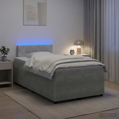Κρεβάτι box spring με στρώμα Ανοιχτό γκρι 120 x 200 cm Βελούδο 3453119