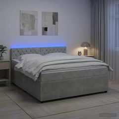 Κρεβάτι box spring με στρώμα Ανοιχτό γκρι 140 x 190 cm Βελούδο 3453131