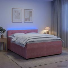 Κρεβάτι box spring με στρώμα Ροζ 140 x 190 cm Βελούδο 3453142