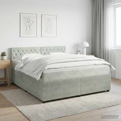 Κρεβάτι box spring με στρώμα Ανοιχτό γκρι 140 x 200 cm Βελούδο 3453149