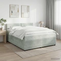 Κρεβάτι box spring με στρώμα Ανοιχτό γκρι 140 x 200 cm Βελούδο 3453155