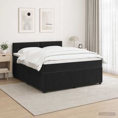 Κρεβάτι box spring με στρώμα Μαύρο 140 x 200 cm Βελούδο 3453157
