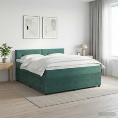 Κρεβάτι box spring με στρώμα Σκούρο Πράσινο 140 x 200 cm 3453158