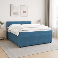Κρεβάτι box spring με στρώμα Μπλε 140 x 200 cm Βελούδο 3453159