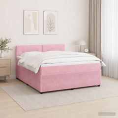 Κρεβάτι box spring με στρώμα Ροζ 140 x 200 cm Βελούδο 3453160