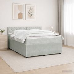 Κρεβάτι box spring με στρώμα Ανοιχτό γκρι 140 x 200 cm Βελούδο 3453161