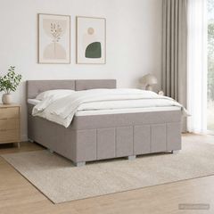 Κρεβάτι με κουτί ελατηρίου LED και στρώμα Taupe 140 x 190 cm 3455602