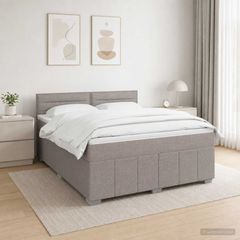 Κρεβάτι με κουτί ελατηρίου LED και στρώμα Taupe 140 x 200 cm 3455616