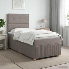 Κρεβάτι με κουτί ελατηρίου LED και στρώμα Taupe 90 x 200 cm 3455773