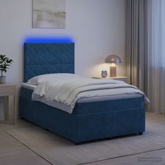 Κρεβάτι με κουτί ελατηρίου LED και στρώμα Μπλε 120 x 200 cm 3456057