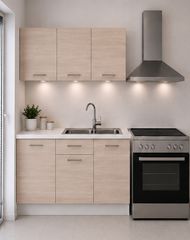 Intrahome Ευθεία Κουζίνα 38 Πλάτος 150 κουτία 40cm / 57cm / 47cm Κρεμαστά – Βάσεις μαζί με πάγκο μελαμίνης 3,2cm Intrahome-sono82360495