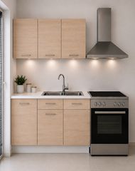 Intrahome Ευθεία Κουζίνα 59 Πλάτος 200 κουτία 53cm / 47cm / 101cm Κρεμαστά – Βάσεις μαζί με πάγκο μελαμίνης 3,2cm Intrahome-sono82362633