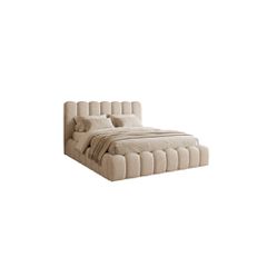 ΚΡΕΒΑΤΙ ΔΙΠΛΟ MARIUS HM759.03 ΜΠΕΖ CHENILLE ΥΦΑΣΜΑ-- ΓΙΑ ΣΤΡΩΜΑ 160x200εκ