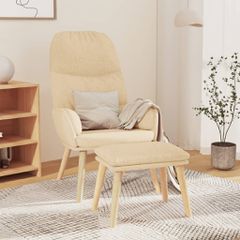 Πολυθρόνα Relax Κρεμ Υφασμάτινη με Σκαμπό 3097344