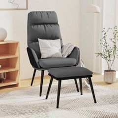 Πολυθρόνα Relax Ανοιχτό Γκρι Ύφασμα & Συνθετικό Δέρμα με Σκαμπό 3097506