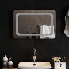 Καθρέφτης μπάνιου LED Διαφανές 60 x 40 cm σκληρυμένο γυαλί 42045832