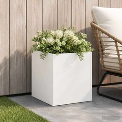 Γλάστρα Κήπου Λευκό 45 x 45 x 45 cm Ψυχρής έλασης χάλυβας 8004968