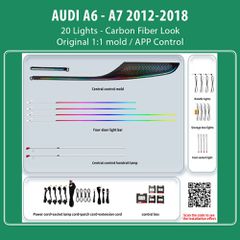 DIQ AMBIENT AUDI A6 - A7 CARBON (Digital iQ Ambient Light for Audi A6 mod. 2012-2018 with 20 Lights, Carbon Fiber Look)