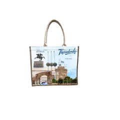 Τουριστική τσάντα λινή με φερμουάρ - Thessaloniki - 40*34*19cm - 871906