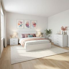 Σετ Κρεβατοκάμαρας Athos Λευκό με Κρεβάτι 140x200εκ Σετ 4τεμ