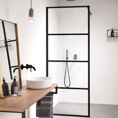 Orabella Lines Black matt 80 cm - Καμπίνα ελεύθερης τοποθέτησης με βραχίονα στήριξης τοίχου 30468