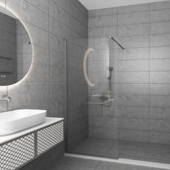 Orabella Serena Brushed nickel H185 60 cm - Καμπίνα ελεύθερης τοποθέτησης με βραχίονα στήριξης τοίχου 30768