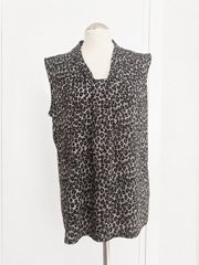 Dana Buchman Animal Print Αμάνικο Τοπ Γκρι/Μαύρο – Office & Evening (L)