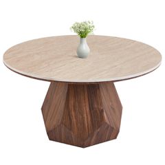 ΤΡΑΠΕΖΙ ΣΑΛΟΝΙΟΥ VENERA HM18441 ΚΕΡΑΜΙΚΟ TOP ΟΨΗ ΤΡΑΒΕΡΤΙΝΑΣ-MDF ΚΑΡΥΔΙ Φ80x42Υεκ.