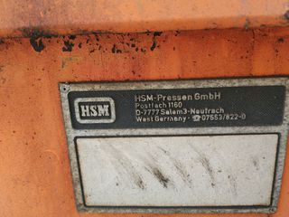 Πρέσσες 1988 HSM-Pressen GmbHSalem-Neufrach, West Germany (Γερμανία)