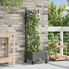 Γλάστρα κήπου με πέργκολα & τροχούς Ανοιχτό γκρι PP 3422937