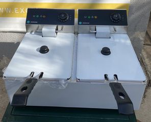 Φριτέζα Ηλεκτρική Διπλή Επιτραπέζια 6+6Lt Με Αποσπώμενο Κάδο 56x46x32,5Cm HURAKAN - Καινούργια.