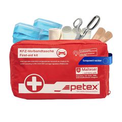 Φαρμακείο Αυτοκινήτου Petex (Κόκκινο) – Πλήρες Σετ Πρώτων Βοηθειών DIN 13164:2022
