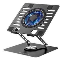 POWERTECH βάση & ψύξη laptop PT-1630 έως 17", 110mm LED fan, μεταλλική, μαύρη