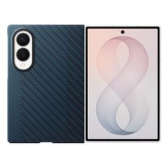 Samsung Carbon Magnet Case for Samsung Galaxy Z Fold 8 compatible with MagSafe + 2 anti-reflective films - navy blue