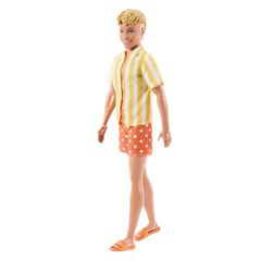 Barbie - Fashionista Ken Doll - Yellow And White Striped Shirt (JJN66) / Toys