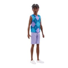 Barbie - Fashionista Ken Doll - Turquoise And Lavender Top (JJN67) / Toys
