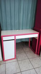 IKEA MICKE Γραφείο με συμπληρωματική μονάδα ραφιερα – Λευκό/Ροζ