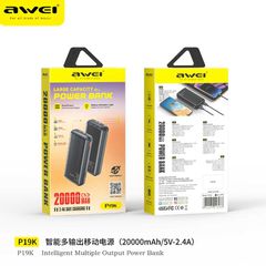 Powerbank - P19K - 20.000mah - 2.4A - AWEI - 260851 - Black