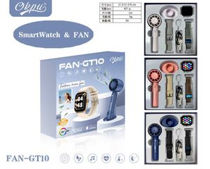 Σετ Smartwatch με ασύρματο ανεμιστήρα χειρός - FAN-GT10 - 260301 - Black