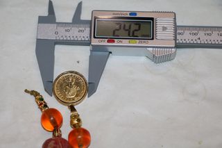 Μπεγλέρι Λίρα Αγγλίας, κοράλλι, κεχριμπάρι, επίχρυσο 24Κ χειροποίητο, sale SBTS233-thumb-17